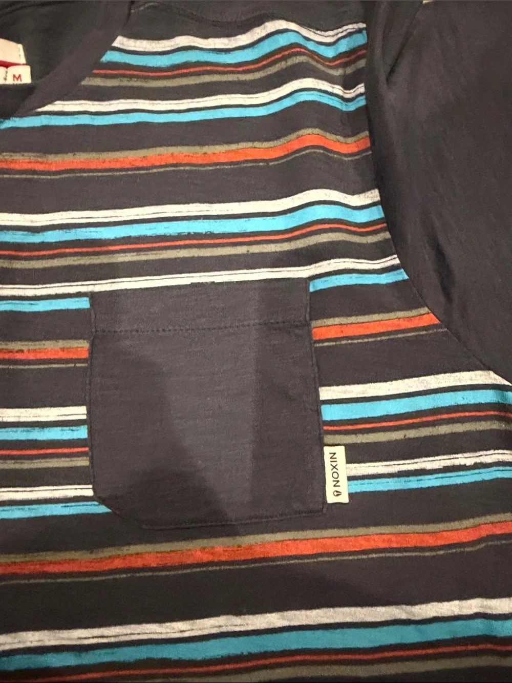 Nixon Navy Striped Short Sleeve Tee with Pocket